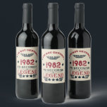 Personalised vintage birthday gifts wine label<br><div class="desc">You can add some originality with this limited edition, premium quality, and original, classy, retro, and vintage-looking birthday graphic design with a cool typography font. This is a great gift idea for men, women, husbands, wives, girlfriends, and boyfriends who will love this one-of-a-kind piece of art. Unique and funny holiday...</div>