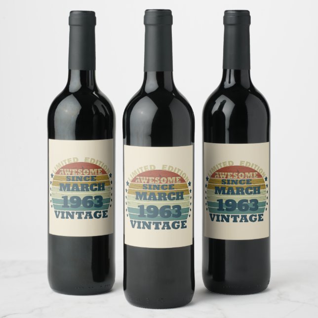 Personalised vintage birthday gifts wine label (Bottles)
