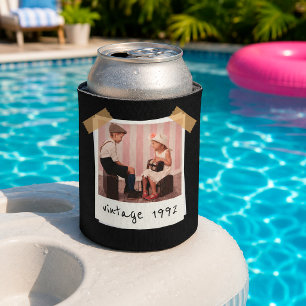 Personalised Vintage Birthday Party Favour Retro Can Cooler