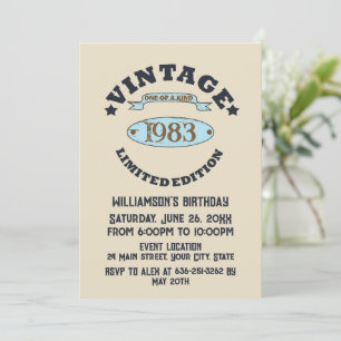 Personalised vintage birthday party invitation