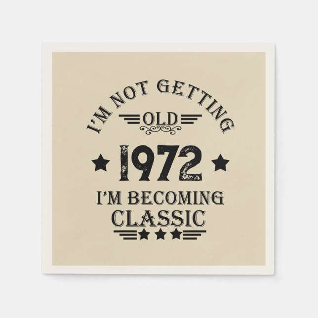 Personalised vintage birthday party napkin (Front)