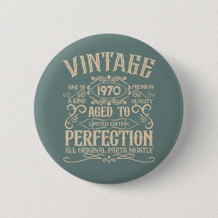 Personalised vintage birthday party whiskey label 6 cm round badge