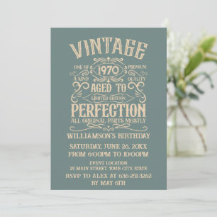 Personalised vintage birthday party whiskey label invitation