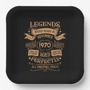 Personalised vintage birthday whiskey label paper plate