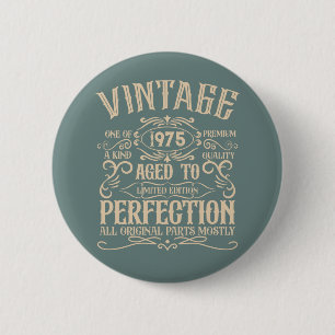 Personalised vintage birthday whiskey label themed 6 cm round badge
