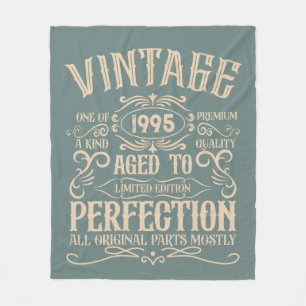 Personalised vintage birthday whiskey label themed fleece blanket