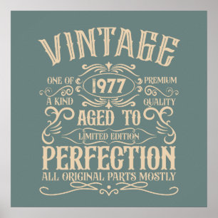 Personalised vintage birthday whiskey label themed poster