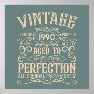 Personalised vintage birthday whiskey label themed poster