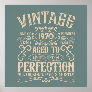 Personalised vintage birthday whiskey label themed poster