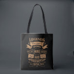 Personalised vintage birthday whiskey label tote bag<br><div class="desc">You can add some originality to your wardrobe collection with this vintage classic birthday graphic design with awesome typography font lettering, is a great gift idea for men, women, husbands, wife girlfriends, and a boyfriend who will love this one-of-a-kind artwork. The best amazing and funny holiday present for your happy...</div>