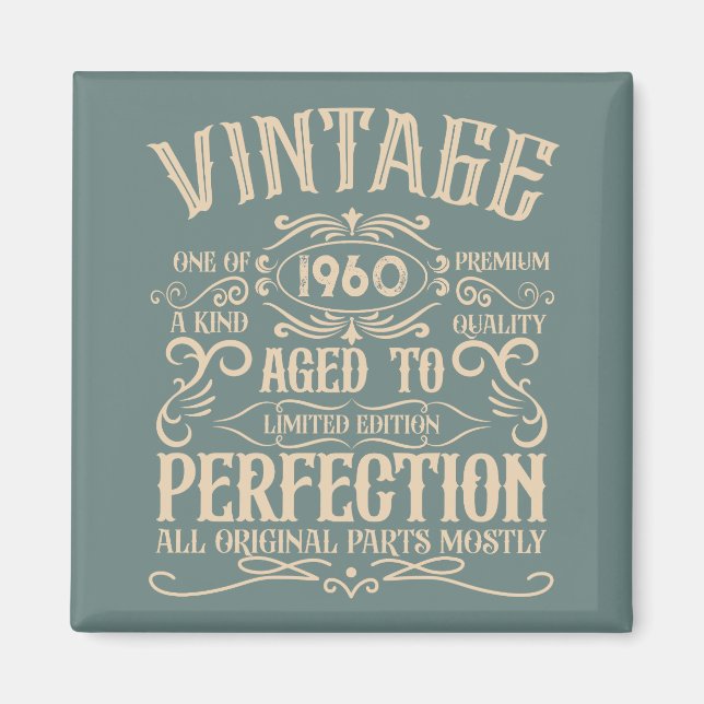 Personalised vintage birthday whiskey party magnet (Front)