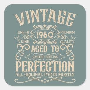 Personalised vintage birthday whiskey party square sticker