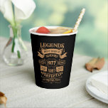 Personalised vintage birthday whiskey themed paper cups<br><div class="desc">You can add some originality to your wardrobe collection with this vintage classic birthday graphic design with awesome typography font lettering. It is a great gift idea for men, women, husbands, wives, girlfriends, and boyfriends who will love this one-of-a-kind artwork. It is the best amazing and fun holiday present for...</div>