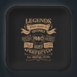 Personalised vintage birthday whiskey themed paper plate<br><div class="desc">You can add some originality to your wardrobe collection with this vintage classic birthday graphic design with awesome typography font lettering. It is a great gift idea for men, women, husbands, wives, girlfriends, and boyfriends who will love this one-of-a-kind artwork. It is the best amazing and fun holiday present for...</div>
