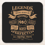 Personalised vintage birthday whiskey themed square paper coaster<br><div class="desc">You can add some originality to your wardrobe collection with this vintage classic birthday graphic design with awesome typography font lettering. It is a great gift idea for men, women, husbands, wives, girlfriends, and boyfriends who will love this one-of-a-kind artwork. It is the best amazing and fun holiday present for...</div>