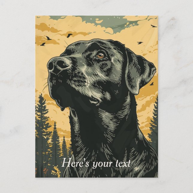 Personalised  Vintage Black Labrador Posters Postcard (Front)