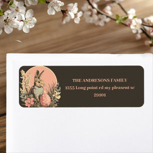 Personalised Vintage Black & Pink Bunny with Eggs 