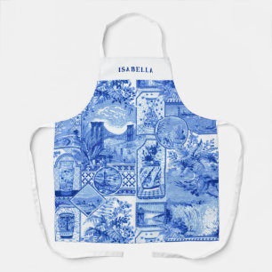 Personalised Vintage Blue and White Japonaiserie Apron