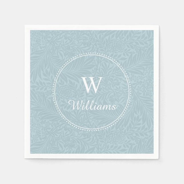 Personalised Vintage Blue Larkspur Flower Napkin (Front)