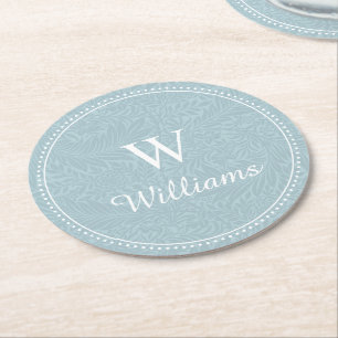 Personalised Vintage Blue Larkspur Flower Pattern Round Paper Coaster