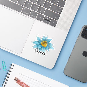 Personalised Vintage Blue Lotus Flower Vinyl