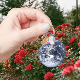 Personalised Vintage Blue Marble Earth Key Ring