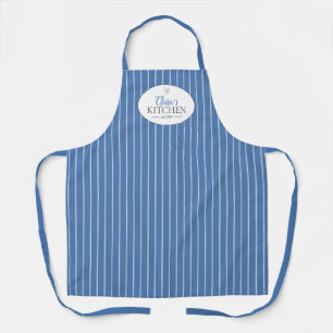 Personalised Vintage Blue Stripes Farmhouse Apron