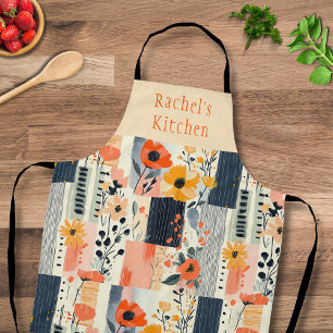 Personalised Vintage Boho Floral Patchwork Kitchen Apron