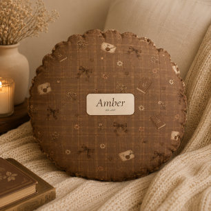 Personalised Vintage Book Readers Home Gift Round Cushion