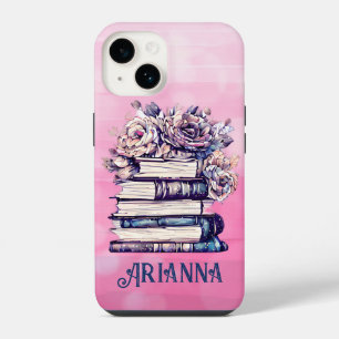 Personalised Vintage Books and Roses iPhone 14 Case