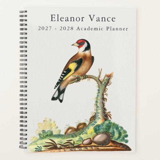 Personalised Vintage Botanical Bird Academic Planner (Front)