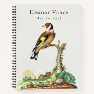 Personalised Vintage Botanical Bird Dual Side Notebook