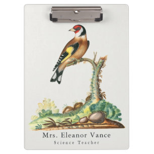 Personalised Vintage Botanical Bird Teacher Clipboard