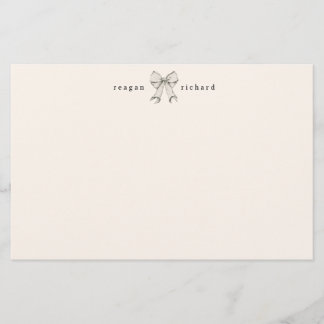 Personalised Vintage Bow Stationery Note Card