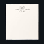 Personalised Vintage Bow Stationery Notepad<br><div class="desc">Elegant notepad with a vintage-inspired coquette bow motif,  customised with a personalised name for a touch of charm. Perfect for adding a nostalgic flair to your correspondence.</div>