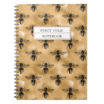 Personalised Vintage Brown & Black Honeycomb Bee