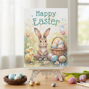 Personalised Vintage Bunny Chicks And Easter Eggs Postcard
