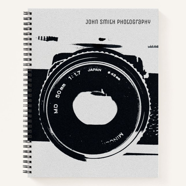 Personalised, Vintage Camera Image Notebook (Front)