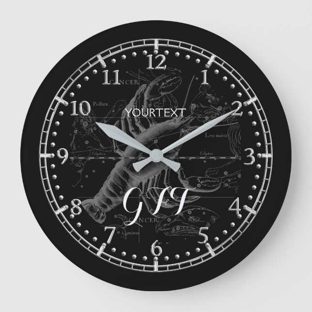 Personalised Vintage Cancer Constellation Zodiac Large Clock (Front)