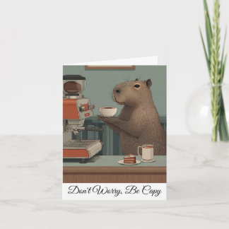 Personalised Vintage Capybara Coffee Shop Print Holiday Card