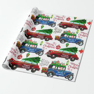Personalised Vintage Cars Christmas Wrapping Paper