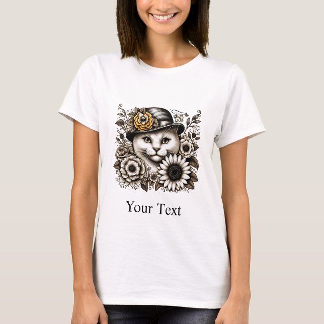 Personalised Vintage Cat Women's T-Shirt (Front)