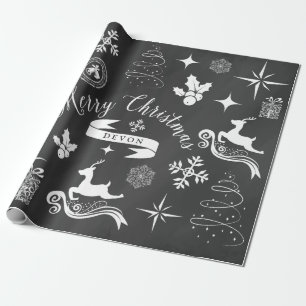 Personalised Vintage Chalkboard Christmas Wrap Wrapping Paper