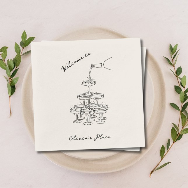 Personalised Vintage Champagne Housewarming Party Napkin (Personalized Vintage Champagne Housewarming Party Napkins
)