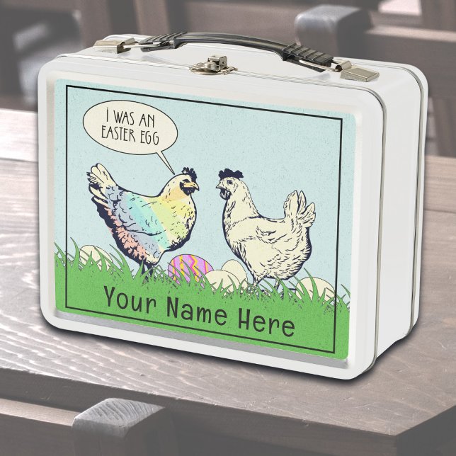 Personalised Vintage Chickens Metal Lunchbox (Chickens funny lunchbox)