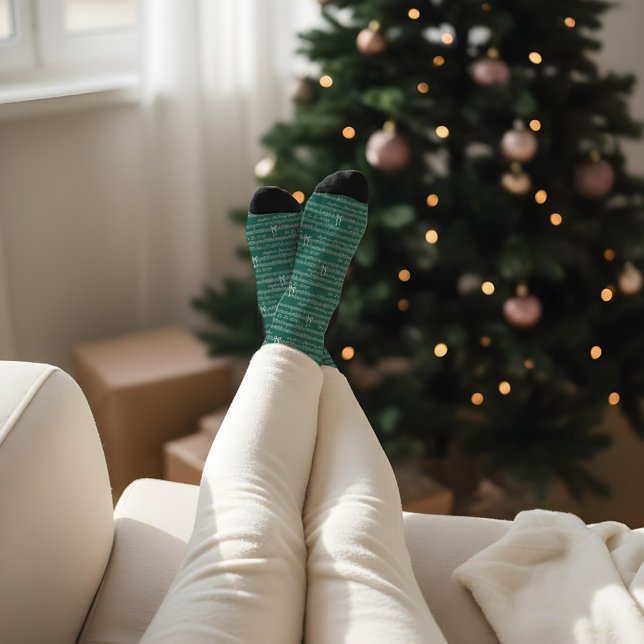 Personalised Vintage Christmas Carol Music Note Socks (Creator Uploaded)