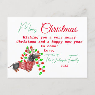 Personalised Vintage Christmas Doxie Postcard