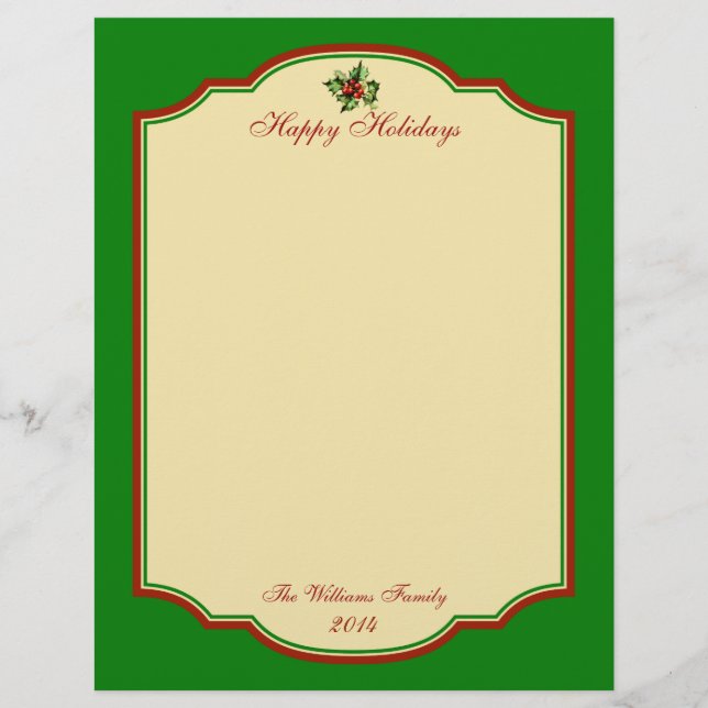 Personalised Vintage Christmas Holiday Stationary (Front)
