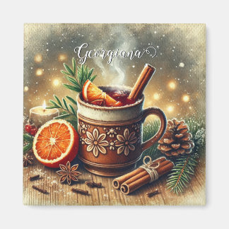 Personalised Vintage Christmas Market Mulled Wine Magnet