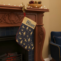 Personalised Vintage Christmas Navy Gold